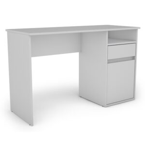 Biurko z szufladami, drzwiami białe mat 120 cm Mono